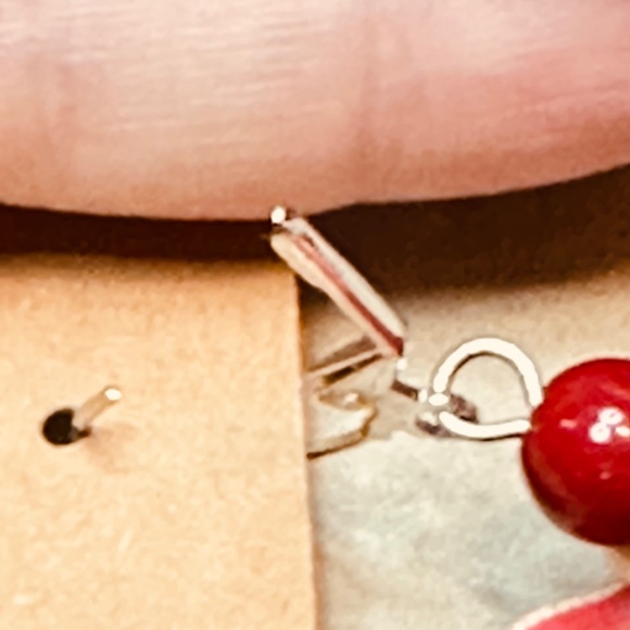 Rose & Bead Large Dangle Earrings Vintage Polymer Clay - Picture 8 of 13